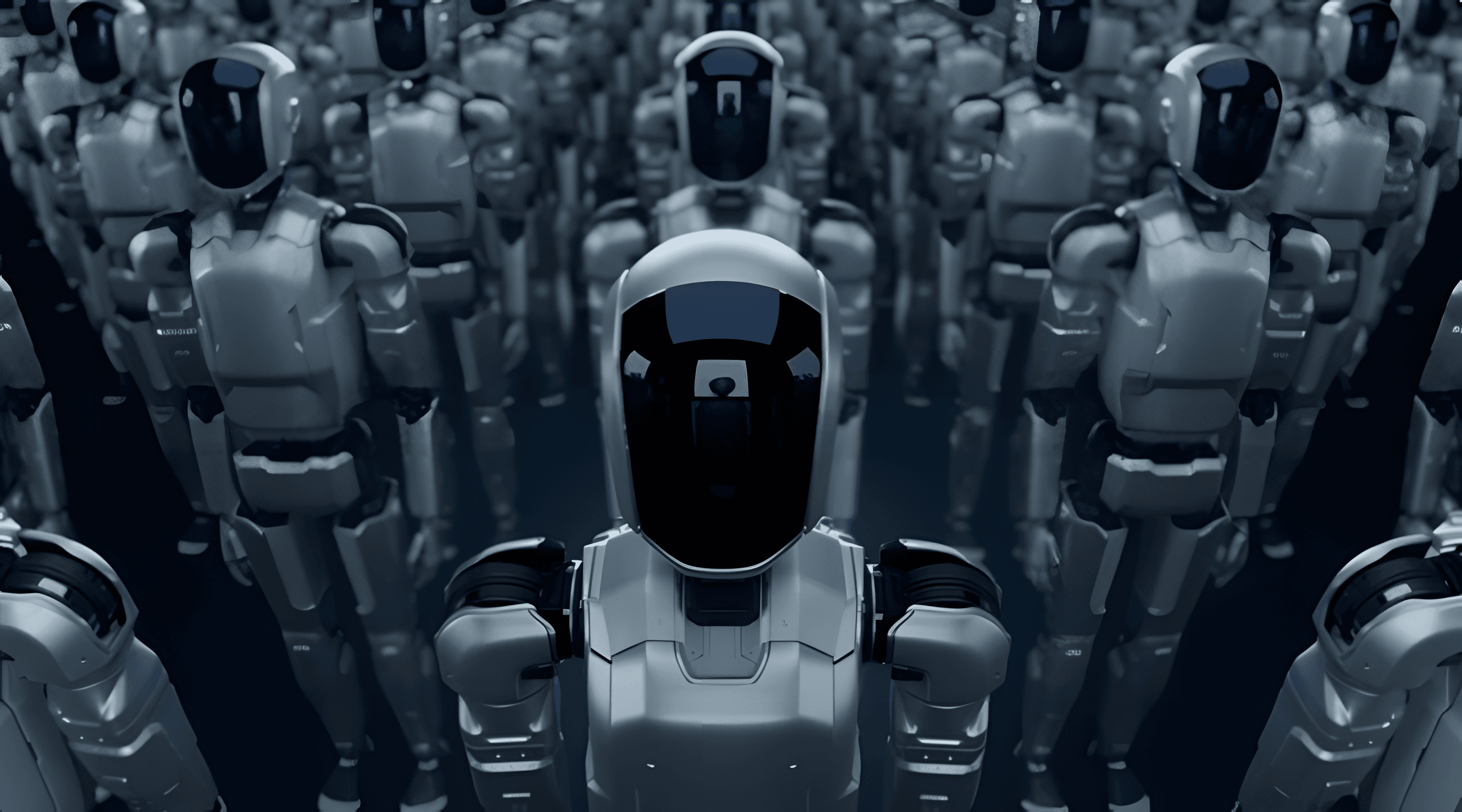 Humanoid robots in formation representing the robotics talent network
